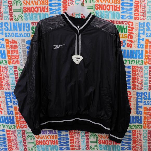Vintage Reebok Pullover Windbreaker Size XL Mesh Logo Quarter Zip Black 90s - Picture 1 of 5